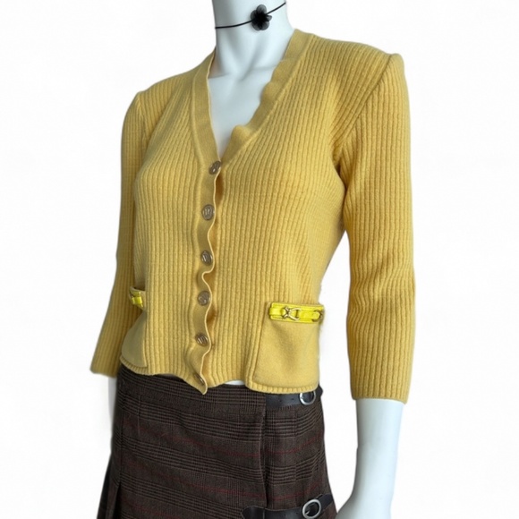 Worldly Things by StylTricot Yellow Wool Cardigan – Made in Italy - Picture 1 of 6